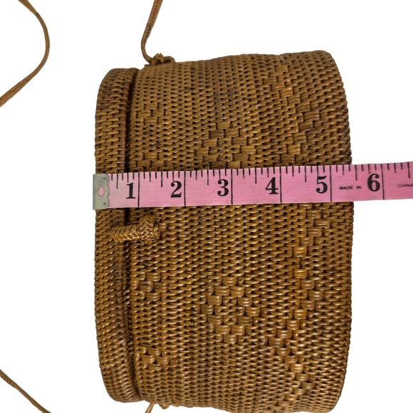 Handwoven Rattan Bag Purse Shoulder Crossbody Brown - Picture 15 of 16